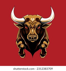 Stier mit Hörnern Logo Mascot Illustration