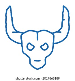 Bull with Horns sketch icon vector. Hand drawn blue doodle line art Bull with Horns sign. isolated symbol illustration