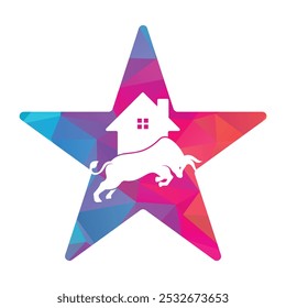 Ilustración vectorial de diseño de logotipo de forma de estrella de Bull house.