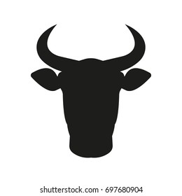 Bull icon. Cow or bull head silhouette with horns. Vector illustration.