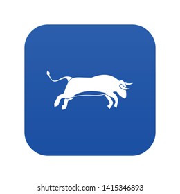 Bull icon digital blue for any design isolated on white vector illustration