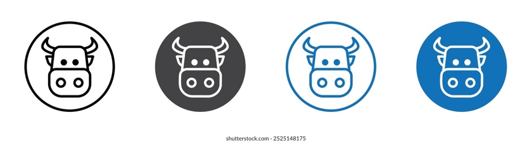 Bull icon Isolated on white background vector set