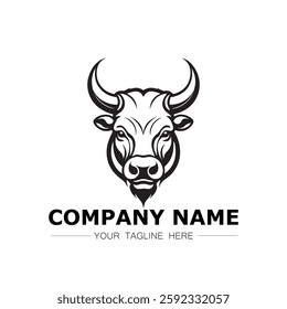 Bull icon logo vector image black and white illustration