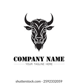 Bull icon logo vector image black and white illustration