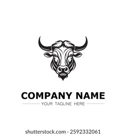 Bull icon logo vector image black and white illustration