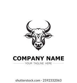 Bull icon logo vector image black and white illustration