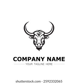 Bull icon logo vector image black and white illustration