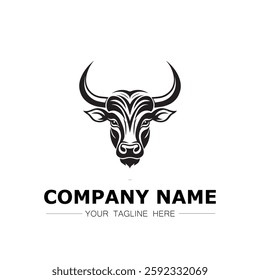 Bull icon logo vector image black and white illustration