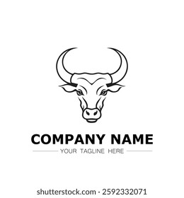 Bull icon logo vector image black and white illustration