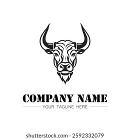 Bull icon logo vector image black and white illustration