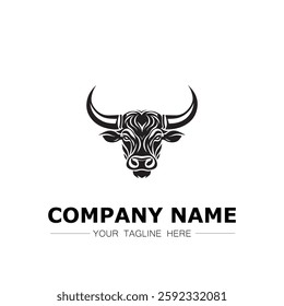 Bull icon logo vector image black and white illustration