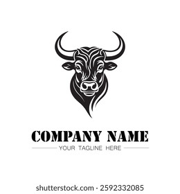 Bull icon logo vector image black and white illustration