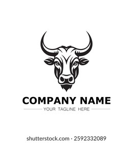 Bull icon logo vector image black and white illustration