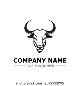 Bull icon logo vector image black and white illustration