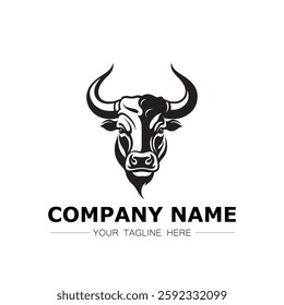 Bull icon logo vector image black and white illustration