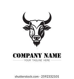 Bull icon logo vector image black and white illustration