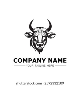 Bull icon logo vector image black and white illustration