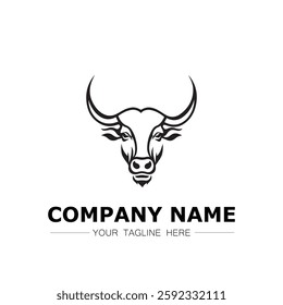 Bull icon logo vector image black and white illustration