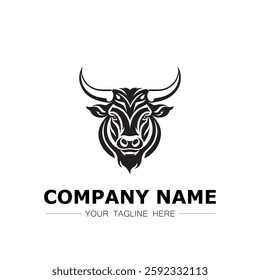 Bull icon logo vector image black and white illustration