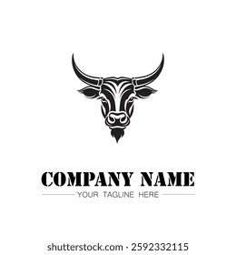 Bull icon logo vector image black and white illustration