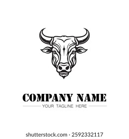 Bull icon logo vector image black and white illustration