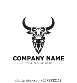 Bull icon logo vector image black and white illustration