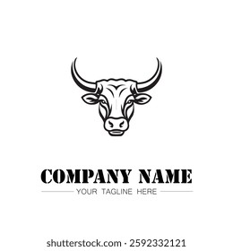 Bull icon logo vector image black and white illustration