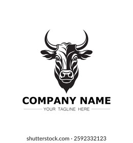 Bull icon logo vector image black and white illustration