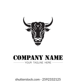 Bull icon logo vector image black and white illustration