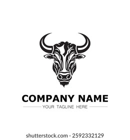 Bull icon logo vector image black and white illustration