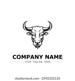 Bull icon logo vector image black and white illustration