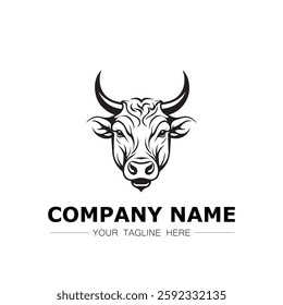 Bull icon logo vector image black and white illustration