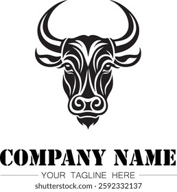 Bull icon logo vector image black and white illustration