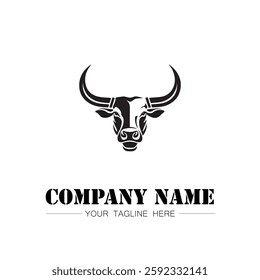 Bull icon logo vector image black and white illustration