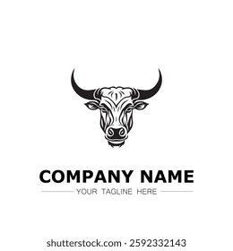 Bull icon logo vector image black and white illustration