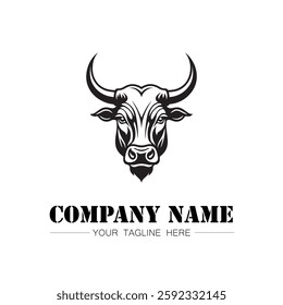 Bull icon logo vector image black and white illustration