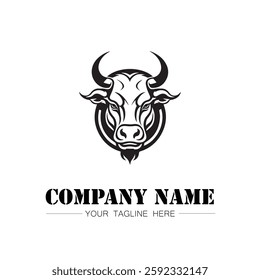 Bull icon logo vector image black and white illustration