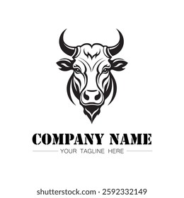 Bull icon logo vector image black and white illustration