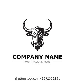 Bull icon logo vector image black and white illustration