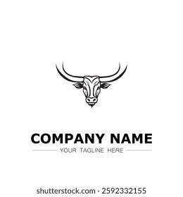 Bull icon logo vector image black and white illustration