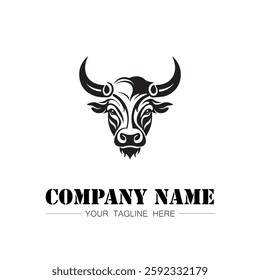 Bull icon logo vector image black and white illustration