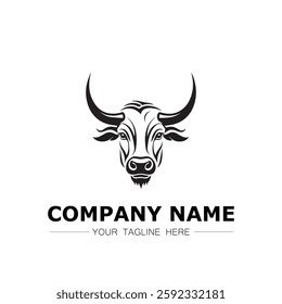 Bull icon logo vector image black and white illustration