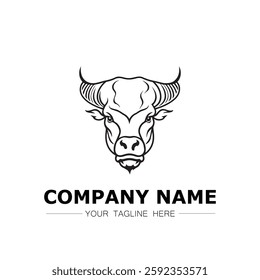 Bull icon logo vector image black and white illustration