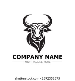 Bull icon logo vector image black and white illustration