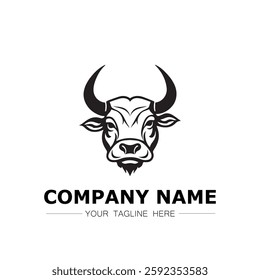 Bull icon logo vector image black and white illustration