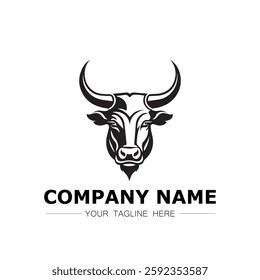 Bull icon logo vector image black and white illustration