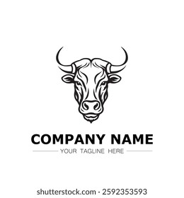 Bull icon logo vector image black and white illustration