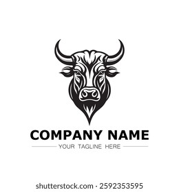 Bull icon logo vector image black and white illustration