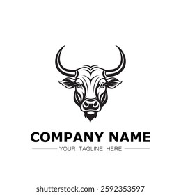 Bull icon logo vector image black and white illustration