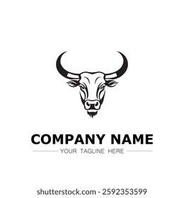 Bull icon logo vector image black and white illustration